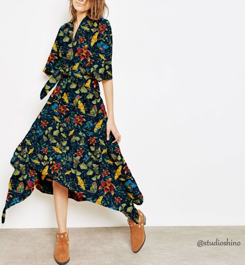 Vestido estampado floresta brasileira